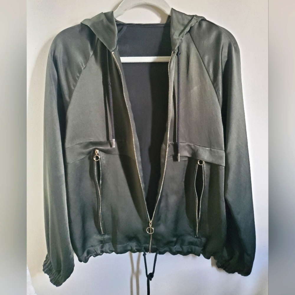 Zara Satin Matching Set Zip-Up Hoodie and Pants  Size XS